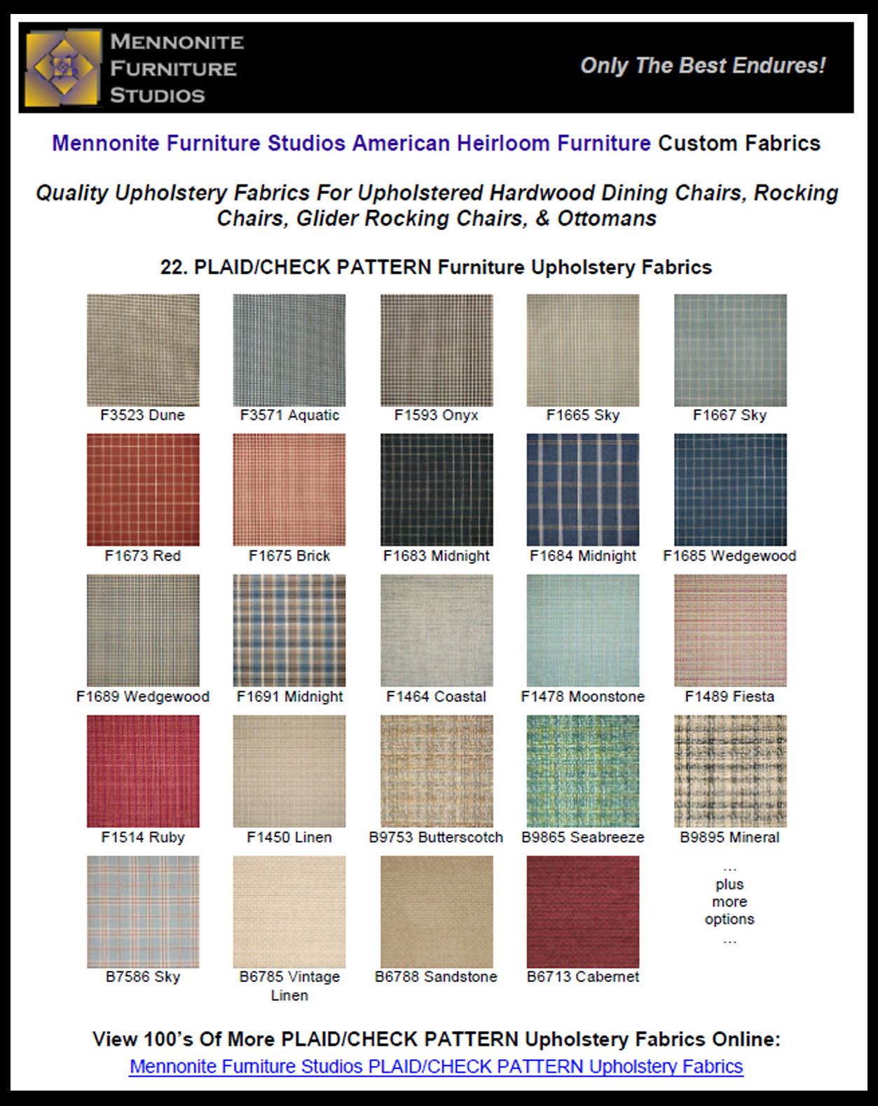 Mennonite Furniture Studios Hardwood Furniture Fabrics Guide e-Book